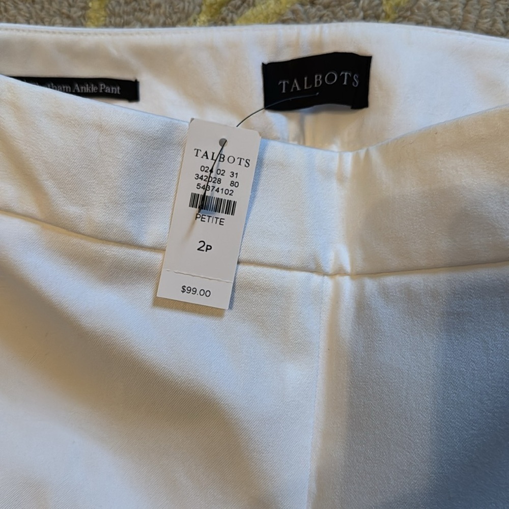 Talbots Chatham white ankle pants 2p NWT - Picture 3 of 5